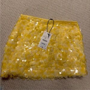 Zara Yellow Sequin Mini Skirt